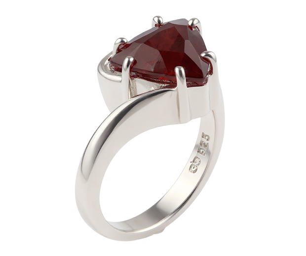 STERLING SILVER RING SET WITH  01 GARNET
